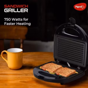 Pigeon Egnite Plus Sandwich Maker – 750W features fixed aluminium non-stick coated grill plates for making crispy sandwiches quickly and easily.